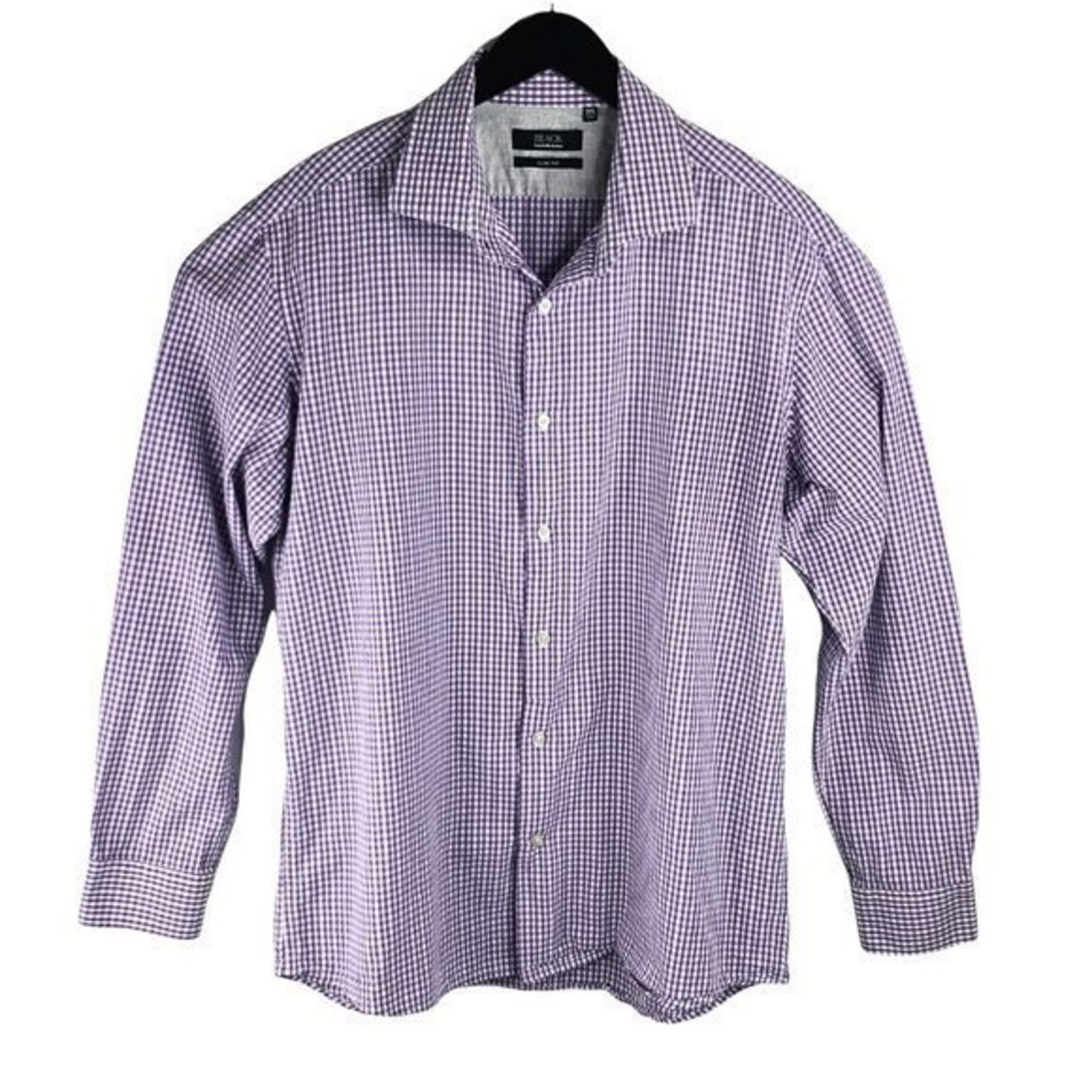 Saks Fifth Ave Black Label Mens 2XL Long Sleeve Button Front Shirt Slim Fit